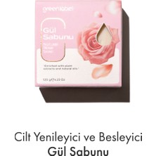 Green Label Gül Sabunu Doğal Cilt Yenileyici ve Besleyici 120 gr Yumuşak ve Parlak Cilt İçin