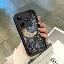 HONTINGA Realme Note 50 ile Uyumlu Kılıfı Düşüme Önleyici Basitlik Anti Düşme Kamera Korumali Vintage Siyah Desen Yumuşak Silikon Telefon Kılıfı Kadın ve Erkek Için Uygundur K2-0239
