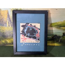 TT Saragan Imzalı Özgün Mini Çalışma 10X10 Ebatında - Çerçeveli 22 cm x 17 cm