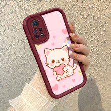 HONTINGA Xiaomi Redmi Note 11 Pro 4g ile Uyumlu Kılıfı Düşüme Önleyici Basitlik Anti Düşme Kamera Korumali Kedi Bordo Desen Yumuşak Silikon Telefon Kılıfı Kadın ve Erkek Için Uygundur K2-7120