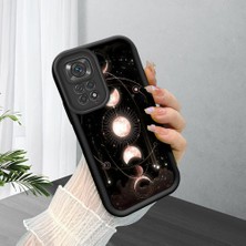 HONTINGA Xiaomi Redmi Note 11S ile Uyumlu Kılıfı Düşüme Önleyici Basitlik Anti Düşme Kamera Korumali Gökyüzü Siyah Desen Yumuşak Silikon Telefon Kılıfı Kadın ve Erkek Için Uygundur K2-0240