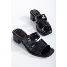 Miss Zülüf Kadın Topuklu Gunluk Terlik Çimli Suslemeli