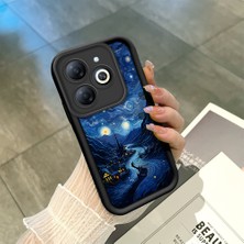 HONTINGA Tecno Spark Go 2024 ile Uyumlu Kılıfı Düşüme Önleyici Basitlik Anti Düşme Kamera Korumali Çizgi Roman Siyah Desen Yumuşak Silikon Telefon Kılıfı Kadın ve Erkek Için Uygundur K2-0241