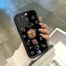 HONTINGA Xiaomi Redmi Note 10S ile Uyumlu Kılıfı Düşüme Önleyici Basitlik Anti Düşme Kamera Korumali Gökyüzü Siyah Desen Yumuşak Silikon Telefon Kılıfı Kadın ve Erkek Için Uygundur K2-0240
