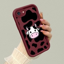 HONTINGA iPhone Se 2022 ile Uyumlu Kılıfı Düşüme Önleyici Basitlik Anti Düşme Kamera Korumali Inek Desenli Bordo Desen Yumuşak Silikon Telefon Kılıfı Kadın ve Erkek Için Uygundur K2-7117