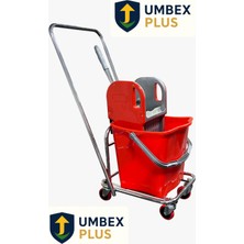 MCK Plus Tek Kovalı Krom Plastik Presli Temizlik Arabası