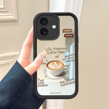 HONTINGA iPhone 16 ile Uyumlu Aynalı Kılıfı Düşüme Önleyici Basitlik Anti Düşme Kamera Korumali Kahve Deseni Desen Yumuşak Silikon Telefon Kılıfı Kadın ve Erkek Için Uygundur K2-9051