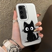 HONTINGA Samsung Galaxy S23 ile Uyumlu Kılıfı Silikon Kenar Sert Arka Düşüme Önleyici Basitlik Anti Düşme Kamera Korumali Sevimli Kedi Desen Telefon Kılıfı Kadın ve Erkek Için Uygundur K1-0575