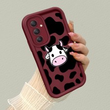 HONTINGA Samsung Galaxy A54 ile Uyumlu Kılıfı Düşüme Önleyici Basitlik Anti Düşme Kamera Korumali Inek Desenli Bordo Desen Yumuşak Silikon Telefon Kılıfı Kadın ve Erkek Için Uygundur K2-7117