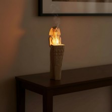 Firavun Mumluk Şamdan, Antik Mısır Tutankhamun Dekor Dekorasyon Objesi - Toprak Renk