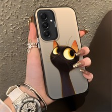 HONTINGA Samsung Galaxy A16 ile Uyumlu Kılıfı Silikon Kenar Sert Arka Düşüme Önleyici Basitlik Anti Düşme Kamera Korumali Sevimli Kedi Desen Telefon Kılıfı Kadın ve Erkek Için Uygundur K1-0575