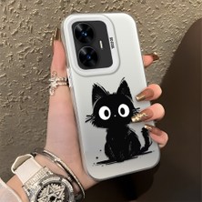 HONTINGA Realme C55 ile Uyumlu Kılıfı Silikon Kenar Sert Arka Düşüme Önleyici Basitlik Anti Düşme Kamera Korumali Sevimli Kedi Desen Telefon Kılıfı Kadın ve Erkek Için Uygundur K1-0575