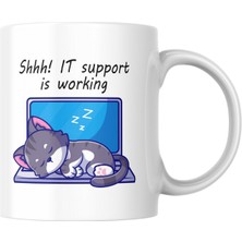 TakeTshirt Kedi Baskılı It Support Komik Kupa Bardak Baskılı Kupa Hediyelik Çay Kahve Kupası