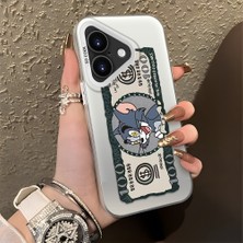 HONTINGA iPhone 16 ile Uyumlu Kılıfı Silikon Kenar Sert Arka Düşüme Önleyici Basitlik Anti Düşme Kamera Korumali Kedi ve Fare Desen Telefon Kılıfı Kadın ve Erkek Için Uygundur K1-0572