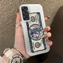 HONTINGA Samsung Galaxy M34 ile Uyumlu Kılıfı Silikon Kenar Sert Arka Düşüme Önleyici Basitlik Anti Düşme Kamera Korumali Kedi ve Fare Desen Telefon Kılıfı Kadın ve Erkek Için Uygundur K1-0572
