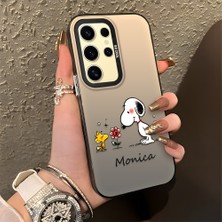 HONTINGA Samsung Galaxy S24 Ultra ile Uyumlu Kılıfı Silikon Kenar Sert Arka Düşüme Önleyici Basitlik Anti Düşme Kamera Korumali Monica Desen Telefon Kılıfı Kadın ve Erkek Için Uygundur K1-0574