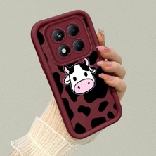 HONTINGA Xiaomi Redmi Note 14 Pro ile Uyumlu Kılıfı Düşüme Önleyici Basitlik Anti Düşme Kamera Korumali Inek Desenli Bordo Desen Yumuşak Silikon Telefon Kılıfı Kadın ve Erkek Için Uygundur K2-7117