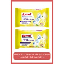 Domol Islak Temizlik Bezi Çok Amaçlı (Limonlu) 50X2 Avantaj Seti