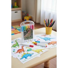 Miniso Jurassic World Serisi 12'li Damga ve Marker Seti