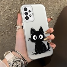 HONTINGA Samsung Galaxy A73 ile Uyumlu Kılıfı Silikon Kenar Sert Arka Düşüme Önleyici Basitlik Anti Düşme Kamera Korumali Sevimli Kedi Desen Telefon Kılıfı Kadın ve Erkek Için Uygundur K1-0575