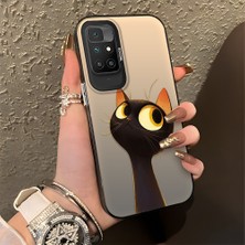 HONTINGA Xiaomi Redmi 10 ile Uyumlu Kılıfı Silikon Kenar Sert Arka Düşüme Önleyici Basitlik Anti Düşme Kamera Korumali Sevimli Kedi Desen Telefon Kılıfı Kadın ve Erkek Için Uygundur K1-0575