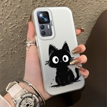 HONTINGA Xiaomi Mi 12T ile Uyumlu Kılıfı Silikon Kenar Sert Arka Düşüme Önleyici Basitlik Anti Düşme Kamera Korumali Sevimli Kedi Desen Telefon Kılıfı Kadın ve Erkek Için Uygundur K1-0575