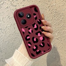 HONTINGA Realme C53 ile Uyumlu Kılıfı Düşüme Önleyici Basitlik Anti Düşme Kamera Korumali Inek Desenli Bordo Desen Yumuşak Silikon Telefon Kılıfı Kadın ve Erkek Için Uygundur K2-7117