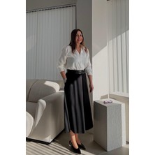 Siyah Beli Kemerli Etek