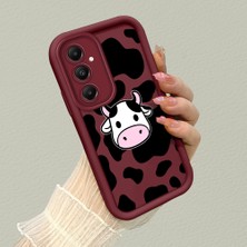HONTINGA Samsung Galaxy A05S ile Uyumlu Kılıfı Düşüme Önleyici Basitlik Anti Düşme Kamera Korumali Inek Desenli Bordo Desen Yumuşak Silikon Telefon Kılıfı Kadın ve Erkek Için Uygundur K2-7117