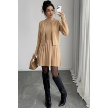 Gülseli Kadın Hırka Kombinli Pileli Triko Elbise P-00020208