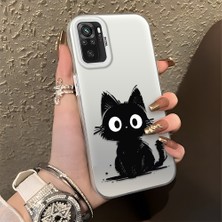 HONTINGA Xiaomi Redmi Note 10S ile Uyumlu Kılıfı Silikon Kenar Sert Arka Düşüme Önleyici Basitlik Anti Düşme Kamera Korumali Sevimli Kedi Desen Telefon Kılıfı Kadın ve Erkek Için Uygundur K1-0575