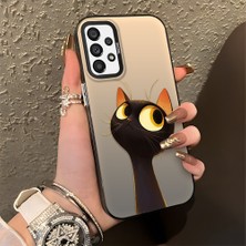 HONTINGA Samsung Galaxy A73 ile Uyumlu Kılıfı Silikon Kenar Sert Arka Düşüme Önleyici Basitlik Anti Düşme Kamera Korumali Sevimli Kedi Desen Telefon Kılıfı Kadın ve Erkek Için Uygundur K1-0575