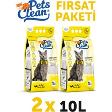 Pets Clean Kedi Kumu Natural (Kokusuz) 10LT 2li