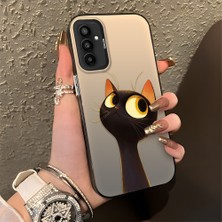HONTINGA Samsung Galaxy M23 ile Uyumlu Kılıfı Silikon Kenar Sert Arka Düşüme Önleyici Basitlik Anti Düşme Kamera Korumali Sevimli Kedi Desen Telefon Kılıfı Kadın ve Erkek Için Uygundur K1-0575