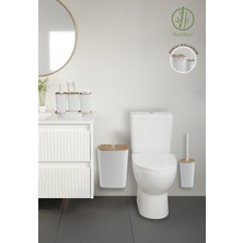 Okyanus Home Yapışkanlı Gerçek Bambu Beyaz 6'lı Safir Banyo Seti