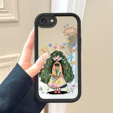 HONTINGA iPhone Se 2022 ile Uyumlu Aynalı Kılıfı Düşüme Önleyici Basitlik Anti Düşme Kamera Korumali Kız Desen Yumuşak Silikon Telefon Kılıfı Kadın ve Erkek Için Uygundur K2-9055