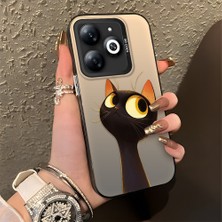 HONTINGA Infinix Smart 8 ile Uyumlu Kılıfı Silikon Kenar Sert Arka Düşüme Önleyici Basitlik Anti Düşme Kamera Korumali Sevimli Kedi Desen Telefon Kılıfı Kadın ve Erkek Için Uygundur K1-0575
