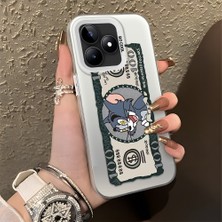 HONTINGA Realme C53 ile Uyumlu Kılıfı Silikon Kenar Sert Arka Düşüme Önleyici Basitlik Anti Düşme Kamera Korumali Kedi ve Fare Desen Telefon Kılıfı Kadın ve Erkek Için Uygundur K1-0572