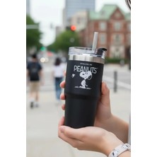 Miniso Snoopy Lisanslı Peanuts Pipetli Çelik Matara 490 ml