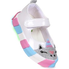 Kiko Kids  Gilan Cırtlı Işıklı Kız Bebek Babet Ayakkabı