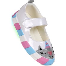 Kiko Kids  Gilan Cırtlı Işıklı Kız Çocuk Babet Ayakkabı