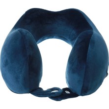 Miniso Ergonomik Şekilli Hafızalı Süngerli Kadife Boyun Yastığı,seyahat Yastığı Lacivert