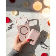 KumOziShop iPhone 17 Pro Uyumlu Magsafe ve Mıknatıs Özellikli Taşlı Cüzdanlı Premium Kılıf