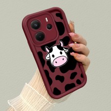 HONTINGA Xiaomi Redmi Note 14 ile Uyumlu Kılıfı Düşüme Önleyici Basitlik Anti Düşme Kamera Korumali Inek Desenli Bordo Desen Yumuşak Silikon Telefon Kılıfı Kadın ve Erkek Için Uygundur K2-7117