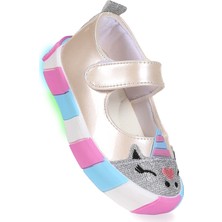 Kiko Kids  Gilan Cırtlı Işıklı Kız Bebek Babet Ayakkabı