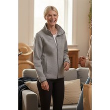 Knup Kadın Gri Fermuarlı Cepli Sweatshirt - Şık ve Rahat