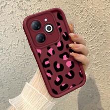 HONTINGA Infinix Smart 8 ile Uyumlu Kılıfı Düşüme Önleyici Basitlik Anti Düşme Kamera Korumali Inek Desenli Bordo Desen Yumuşak Silikon Telefon Kılıfı Kadın ve Erkek Için Uygundur K2-7117