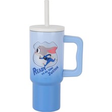 Miniso Disney Zootropolis Lisanslı Saplı ve Pipetli Çelik Matara (Judy)