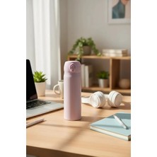 Miniso Klasik Serisi Flip Top Tasarımlı Yalıtımlı Termos 450 ml (Pembe)
