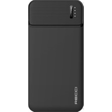 Recci RPB-N16C Ultra Ince Hızlı Şarj Özellikli LED Işık Göstergeli Powerbank 10000MAH Siyah